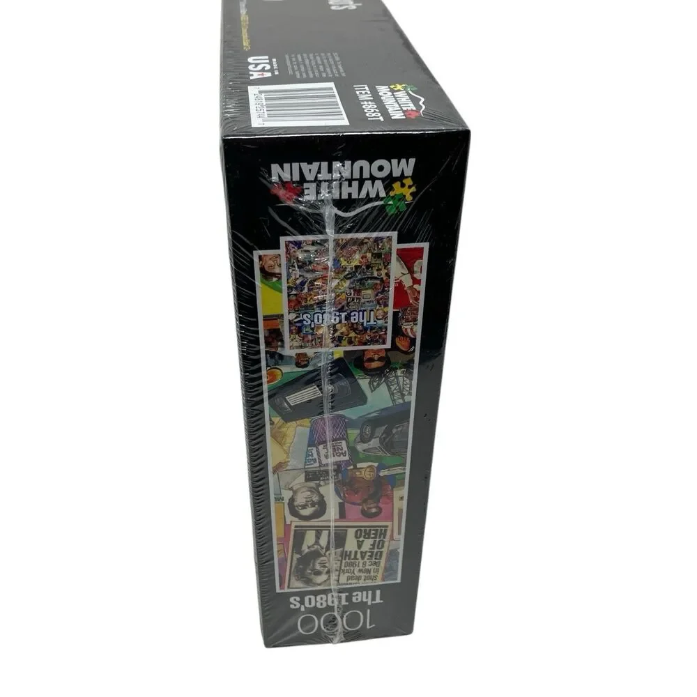 White Mountain Jigsaw Puzzle Black The 1980s 1000 Piece Pop Culture Collage USA